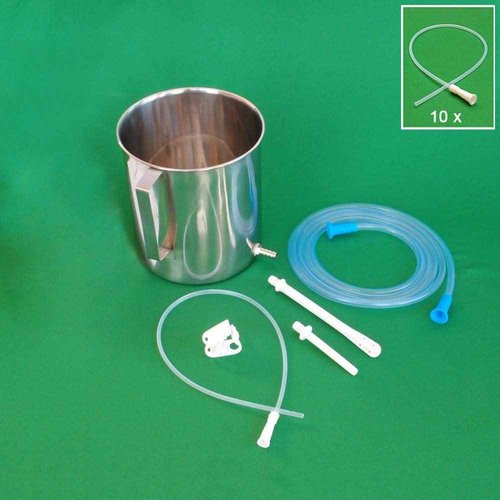 HealthAndYoga™ Combo Superior 2 Quart Stainless Steel Enema Kit - Medical Grade Tubings
