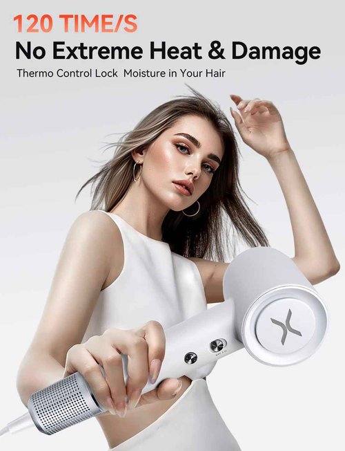 Hair Dryer,150000 RPM High-Speed Blow Dryer 500 Millions Negative Ionic Care Hair Dryer for Fast Drying, 51dB Low Noise Thermo-Control Hairdryer Nozzle for Children,Women,Men