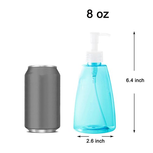 Youngever 6 Pack Empty Plastic Pump Bottles, Refillable Plastic Pump Bottles with Travel Lock in 6 Colors (8 Ounce)
