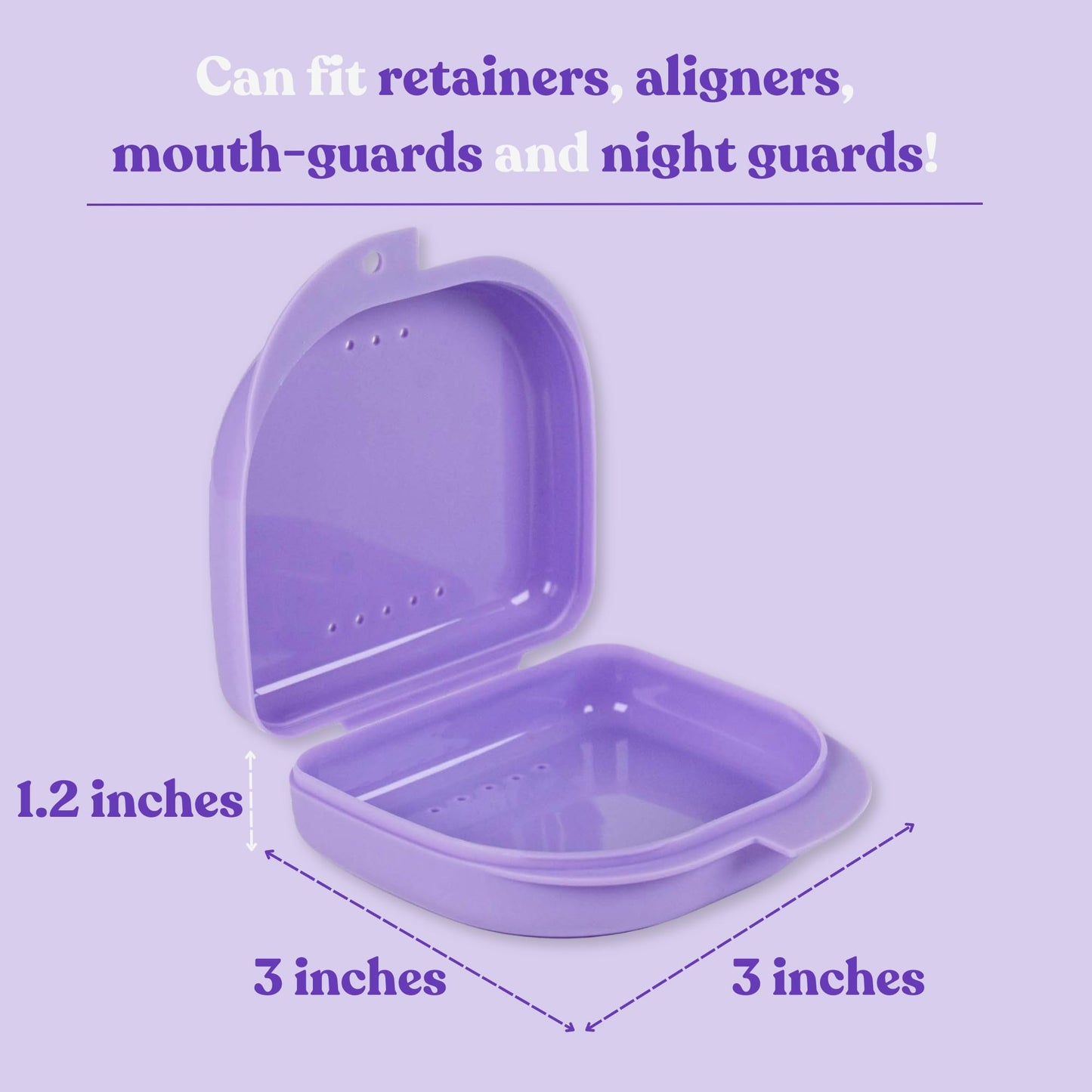 Genco Dental Retainer Case with Vent Holes - Orthodontic container for holding retainers, aligner, night-guard/mouth-guard. Small and Durable retainer case (1 Pack, Purple)