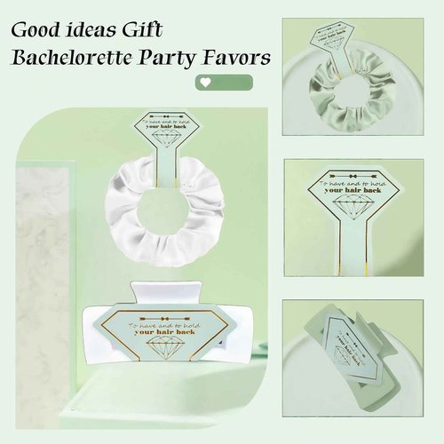 Featch Bridesmaid Proposal Gifts 12pcs Hair Claw Clips & 12pcs Satin Hair Ties Scrunchies Bachelorette Party Bridal Shower Present Good ideas Gift for Wedding Party Favors White&Sage Green