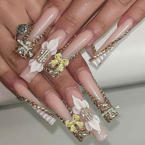 Bow Nail Charms,40pcs Gold and Silver Nail Charms Bowknots Nail Art Charms Bow Charms for Nails Design