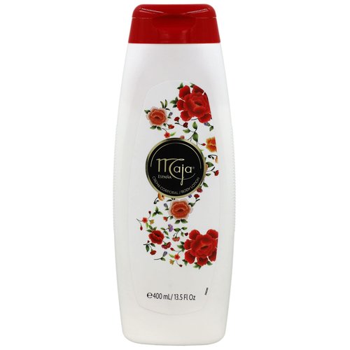 Maja Talcum Powder, Keeps Skin Dry and Fresh, White, 5.3 Oz, Box & Maja Extreme Moisture Body Lotion, Perfumed for Extra Dry Skin, with Almond Oil and Vitamin E, 2-Pack of 13.5 FL Oz each, 2 Bottles