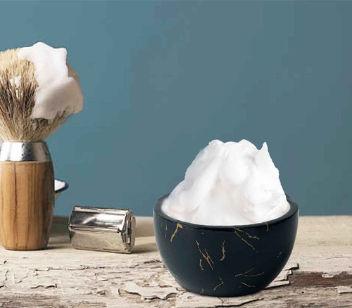 dgudgu Marbled Shaving Mug - Black Resin Shave Cream & Soap Bowl - Cup