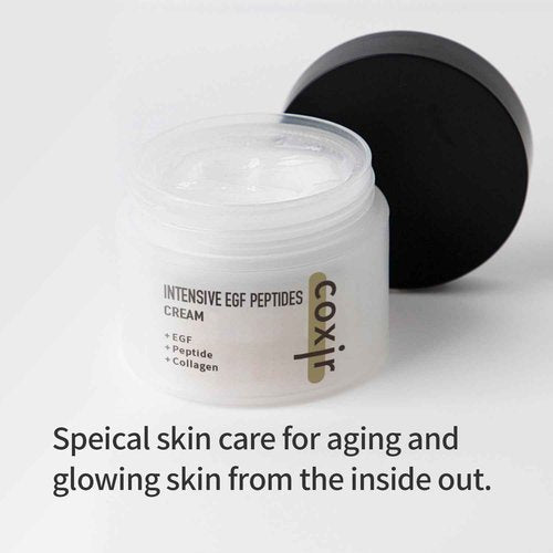coxir INTENSIVE EGF PEPTIDES CREAM l Day&Night Firming Cream l EGF(Epidermal Growth Factor), Peptides, Niacinamide, Panthenol, Collagen l Korean Skincare [50ml/1.69fl.oz] (Pack of 2)