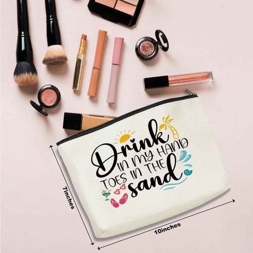 NGZS Funny Beach Gifts for Women Cosmetic Bag Vacation Beach Themed Gift for Lovers Bestie Makeup Bag Girls Trip Gifts Travel Stuff Necessities Birthday Christmas Graduation Friendship