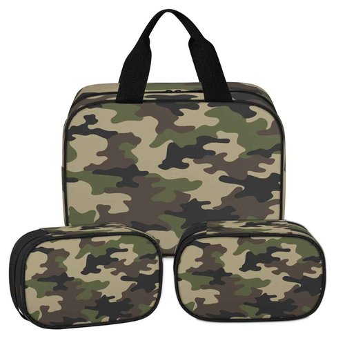 PATTERNFUL Clear Makeup Bag for Women Men, 3Pcs Transparent Cosmetic Bags Waterpoof Toiletries Set Portable Toiletry Bags with Zipper for Travel Bathroom(Camouflage)