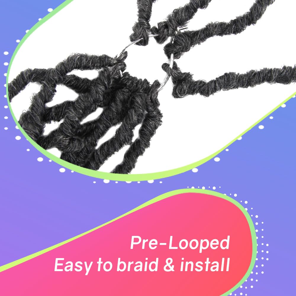 NISEYO NU Soft Locs With Curly Ends 18 Inch 6 Packs, Long Goddess Faux Locs Crochet Hair, 2#(Off Black)