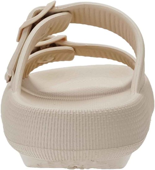 WHITIN Pillow Slippers for Women Men Pillow Bathroom Adjustable Double Buckle Thick Sole EVA Soft House Slides Quick Drying Spa Beach Pool Shower Slippers Khaki