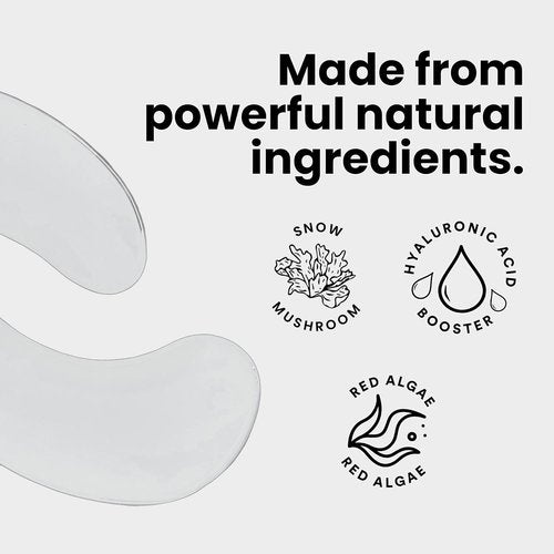 BLAQ Snow Circles Premium Under Eye Hydrating Patches for Dry Skin, Dark Circles and Puffiness. Snow Mushroom, Green Tea, Marine Algae, Vegan and Cruelty-Free, 15-Pack