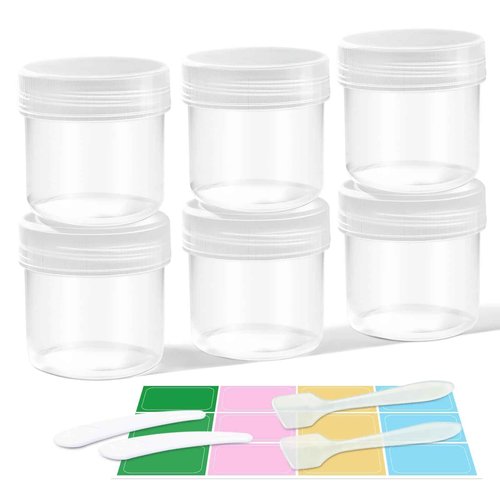 DEMORA Small Travel Containers Plastic Jars with Lids for Creams, Refillable TSA Approved Travel Size Containers for Lotion Makeup Cosmetic Toiletries Ointments, PP, BPA Free (Clear, 1 oz, 6 Pcs)