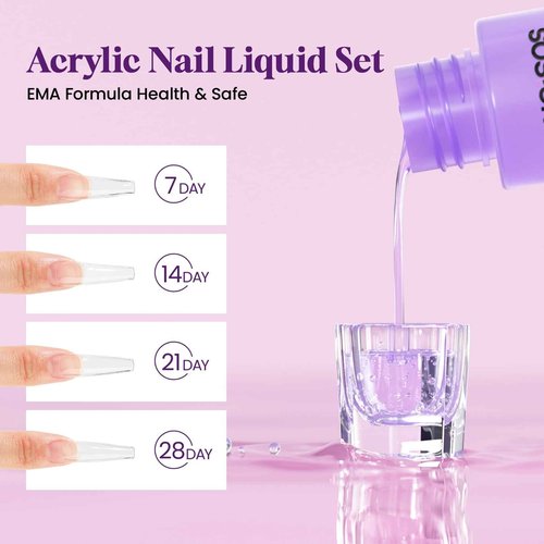 Vansisos Acrylic Nail Kit with Drill: Complete Set with Everything for Beginners and Women at Home Salon - Including Clear White Pink Acrylic Powder and Liquid and Brushes for Extensions