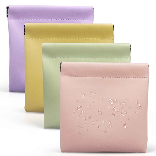 Muswelf 4.72″x4.72″ Small Pouches for Purse, 4PCS Cute Snap Closure Storages, Mini Organizer for Inside Large Makeup Bag, Organize Cosmetic, Lipstick, Jewelry, Card, Coins in Women's Handbag/Travel