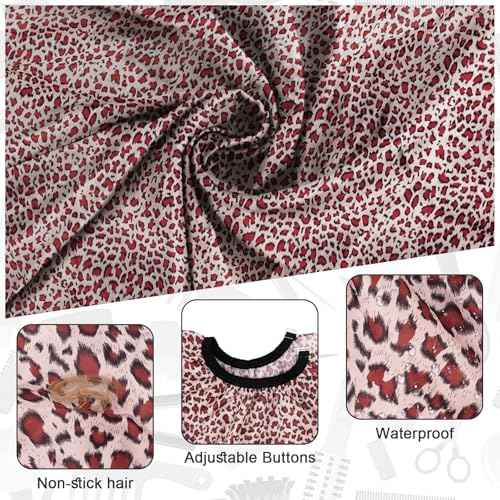 NICEMOVIC Hair Cutting Barber Cape with Neck Duster Brush and Barber Brush, Professional Barber Accessories Cleaning Supplies for Salon Haircut Styling- Leopard Print