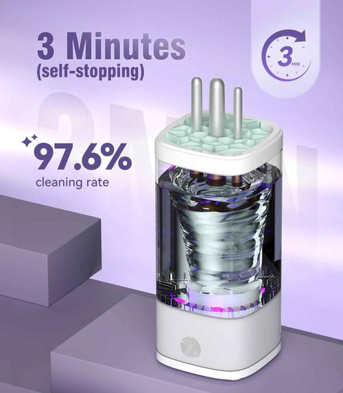 MSDQQTIY Electric Makeup Brush Cleaner - 9000 RPM Makeup Brush Cleaning Machine (Blue)