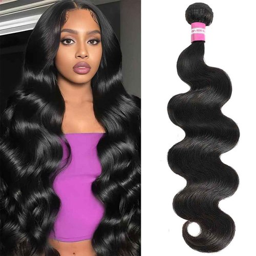 Troskamar Human Hair Bundles 22 Inch Body Wave Bundles Human Hair 100% Unprocessed 12A Brazilian Raw Virgin Hair Single One Bundle Real Human Hair Extensions Natural Color