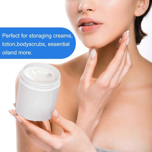 47Packs 8 oz Plastic White Jars with Lids, White Cosmetic jars with Wide-Mouth for beads, rhinestones, sequins Cosmetics, Lotion, Cream, Ointments and More by KUKLIPJIM.