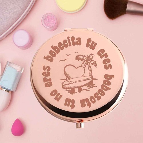 KEYCHIN Tu No Eres Bebecita Eres Bebesota Pocket Mirror Latin Music Fans Gifts Latin Song Lyric Compact Makeup Mirror (Tu No Eres-RG)