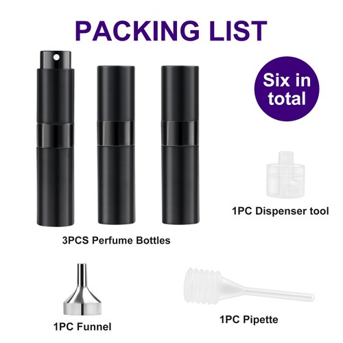 MDDRUIQI 8ML Perfume Travel Refillable Portable Perfume Atomizer Bottle - Stocking Stuffers for Adults Men Women,White Elephant Gifts for Adults,Travel Essentials,Christmas Gifts(Balck,2Pack)
