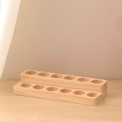 LONG TAO Essential Oil Display Stand Solid Wood Essential Oil Holder with 2 Tier Display Organizer Essential Oils Box Organizer Storage Rack for Organizing Displaying Holds 12 Bottles Shelves for Oil
