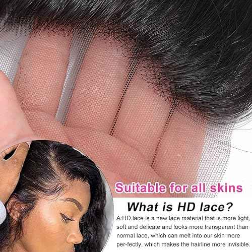 RESACA 24 Inch Body Wave HD Lace Frontal Human Hair 13x4 Transparent Swiss Lace Front 150 Density Ear To Ear for Women 100% Unprocessed Brazilian Virgin Human Hair (Nature Black Color)