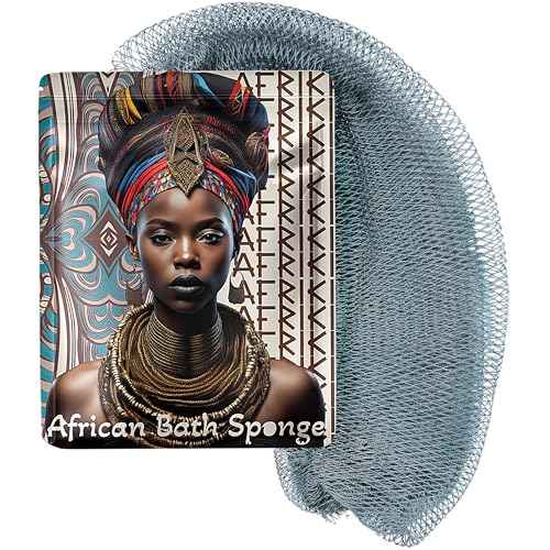 AFRIKI African Net Sponge ? Exfoliating Body Scrubber, Black Owned & Rooted in Africa, All Skin Types | 45 in Long (Slate)