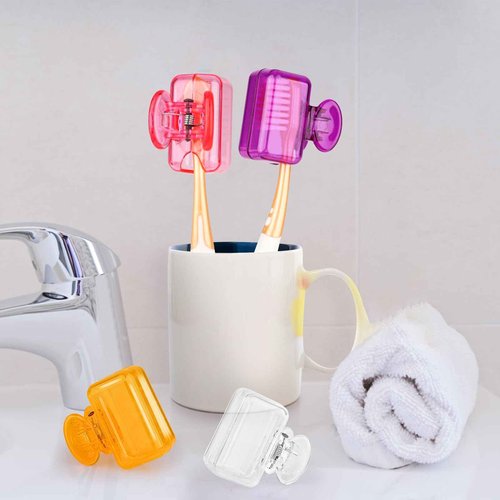 Abilat 4 Pack Toothbrush Covers Caps, Toothbrush Head Covers for Travel Toothbrush Protector Brush Pod Case Plastic Toothbrush Clip Cover for Business, Camping, School, Home