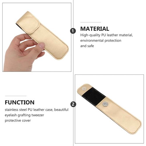 3pcs Protective Case Eyelash for False Lashes Lash Kit Leather Kit Pu Leather Covers Eyelash Grafting Tweezer Cover Pu Sleeve Golden