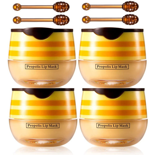 4 Pcs Honey Pot Lip Balm,Lip Moisturizer Exfoliating Hydrating Honeypot Lip Mask.