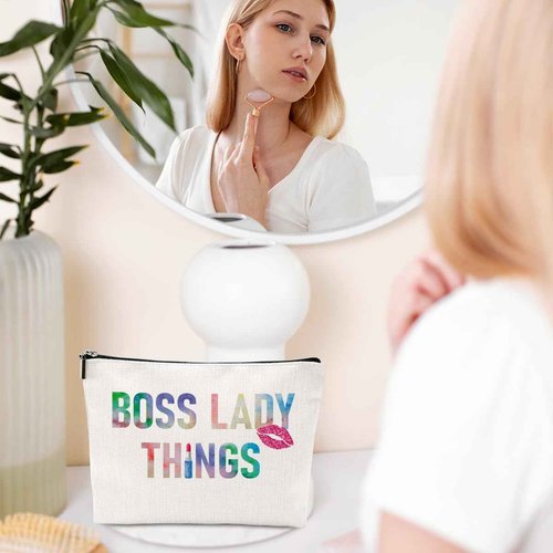 Boss Lady Cosmetic Bag - Gifts for Women: Appreciation, Retirement, Friends, Coworkers, Leader, Colleague, Girl Boss, Mentor - Makeup Bag & Pouch for Birthday, Christmas, Mother's Day