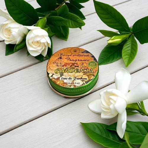 GARDENIA Perfume - Eau de Parfum - Solid Balm - Natural Essential Oils Aromatherapy Fragrance- (Gardenia Grandiflora, Frangipani, Jasmine, Lily, Champaca) Travel, Party Gifts-0.5oz