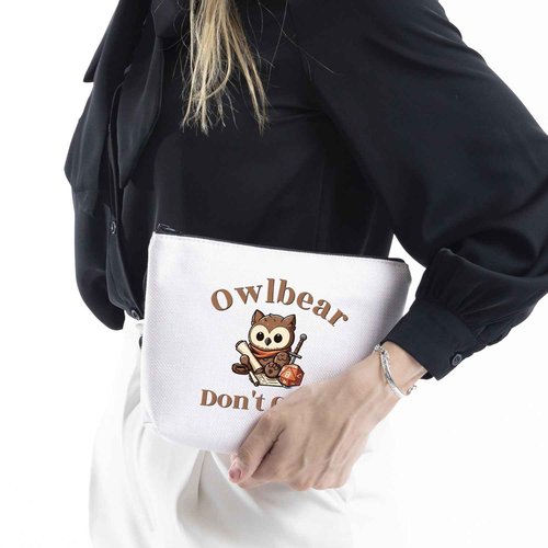 WCGXKO BG3 Gift for Game Owlbear Don't Care Zipper Pouch Makeup Bag (B-Owlbear), beige