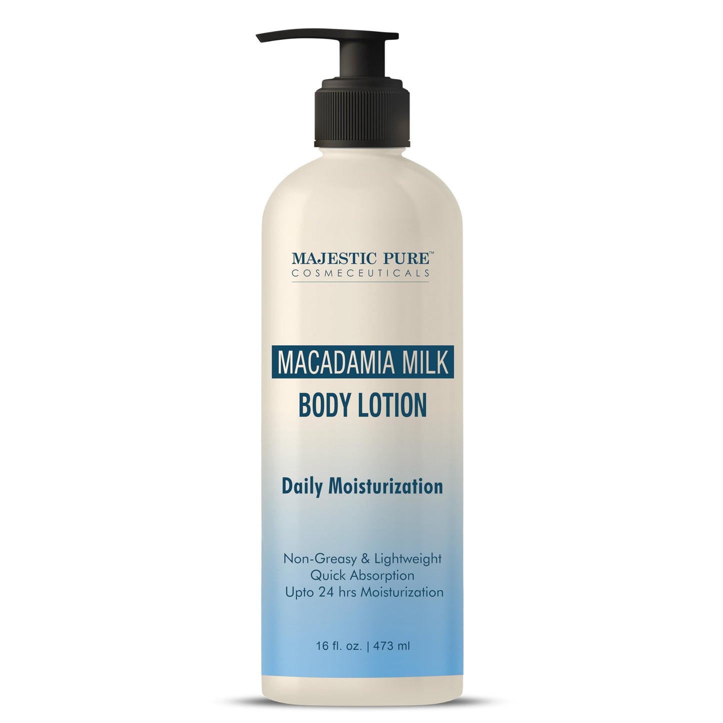 MAJESTIC PURE Macadamia Milk Daily Moisturizing Body Lotion with Aloe Leaf Extracts | Nourishing & Moisturizing | Quick Absorbing, Lightweight & Non Greasy | For All Skin Types | 16fl oz