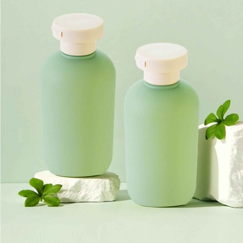 Qiveno 6.8oz Green Empty Squeeze Bottles, Plastic Travel Bottles with Flip Cap, Refillable Containers for Lotion Cream Shampoo Leak Proof Travel Bottle(5Pcs)