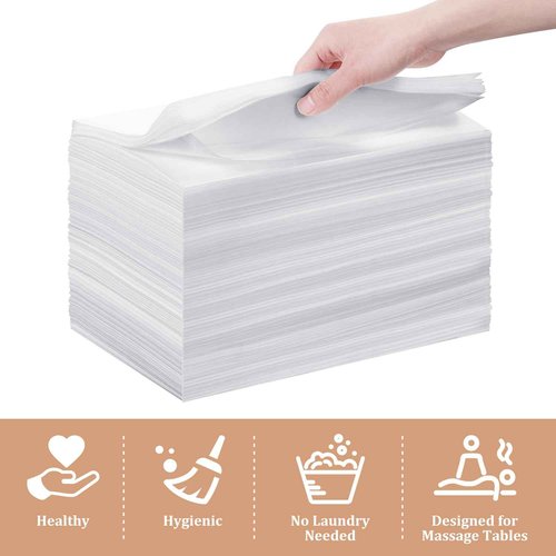 Disposable Bed Sheets 100 Pcs 31" x 71" Breathable Non Woven Fabric - Massage Table Sheets & SPA Bed Cover for Massage, Beauty, Tattoos（white）