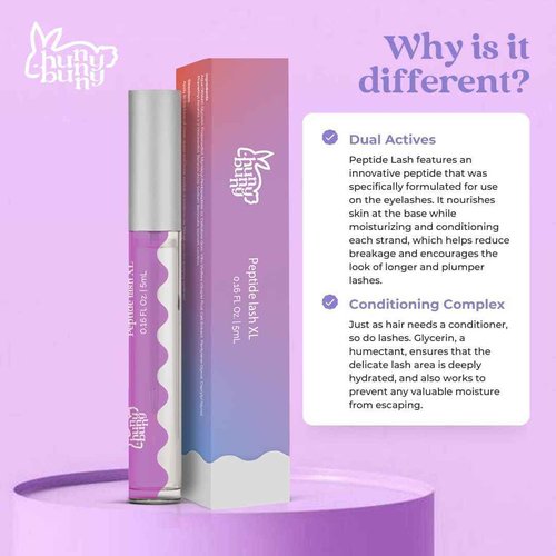 Hunny Bunny Peptide Lash XL - Serum For More Volume, Fuller and Healthier Look - Non-Irritating Formula For Length - Untinted Eyelash Serum Safe For Sensitive Eyes | 60-Day Supply (5mL) Made in USA