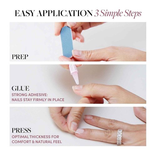 Glamnetic Press-On Nails & Adhesive Nail Tabs - Boba | Opaque Black Short Almond Nails, Reusable | 12 Sizes - 24 Nail Kit with Adhesive Tabs