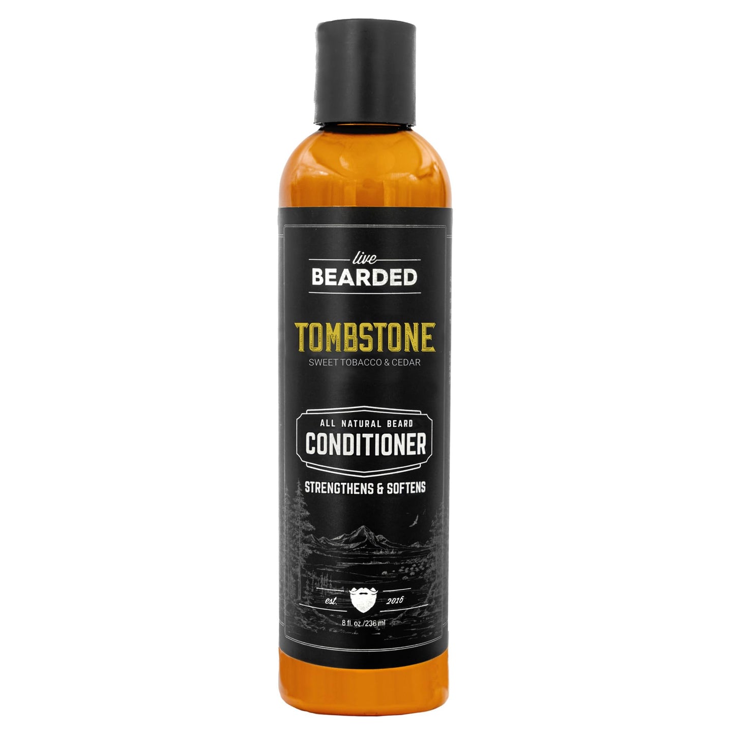 Live Bearded: Beard Conditioner - Tombstone - Facial Hair Conditioner - 8 oz. - Strengthens and Softens - All-Natural Ingredients with Biotin, Coconut Oil, Argan Oil, and Caffeine - Made in the USA