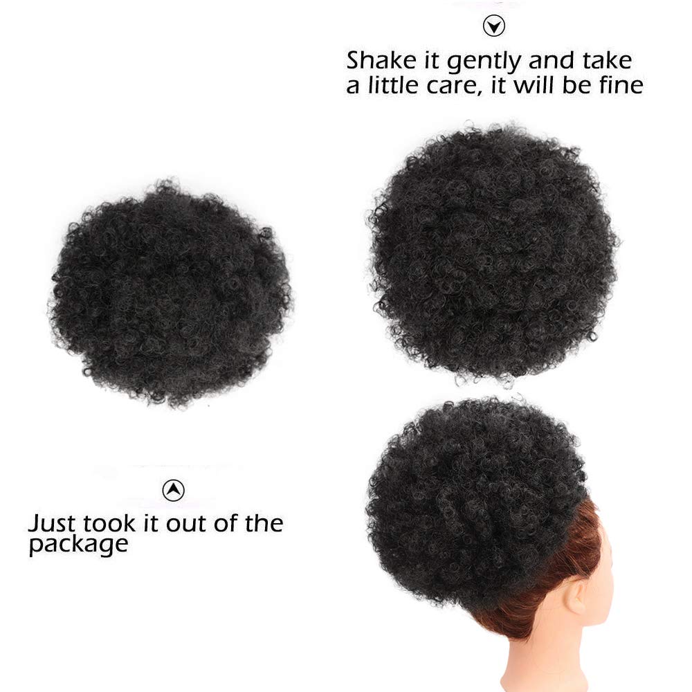 AISI QUEENS Afro Puff Drawstring Ponytail for Women, Black Afro Kinky Curly Hair Bun Synthetic Hairpieces Clip in Hair Extensions for Black Women(Extra Large,1B#)