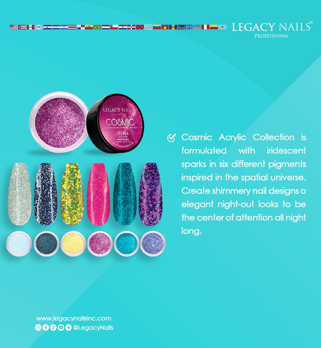 Legacy Nails Professional COLLECTION Acrylic Powder Kit 6 Colors Nail Art Set for Manicure DIY for Dip & Acrylic Nail Extensions (COSMIC COLLECTION)