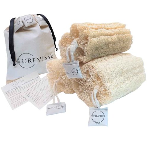 Crevisse Natural Egyptian Loofah Sponge – Exfoliating Shower Body Scrubber (Pack Options) (3 Count (Pack of 1))
