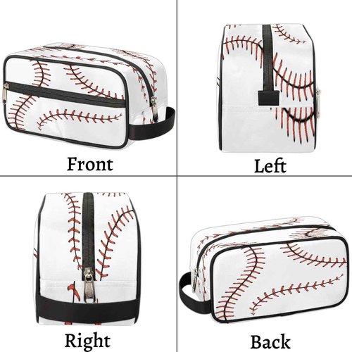 LLCXCSI Boys Travel Toiletry Bag, Kids Waterproof Hanging Dopp Kit, White Baseball Wash Bag with Large Capacity for Travel, Sports, Shower