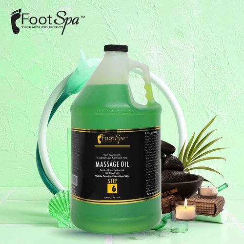 Foot SPA - Massage Oil, Eucalyptus Extract, 128 Oz - Professional Full Body Massage Therapy, Manicure, Pedicure - Relax Sore Muscles and Repair Dry Skin, Enhanced with High Absorption Oils, Vitamin E