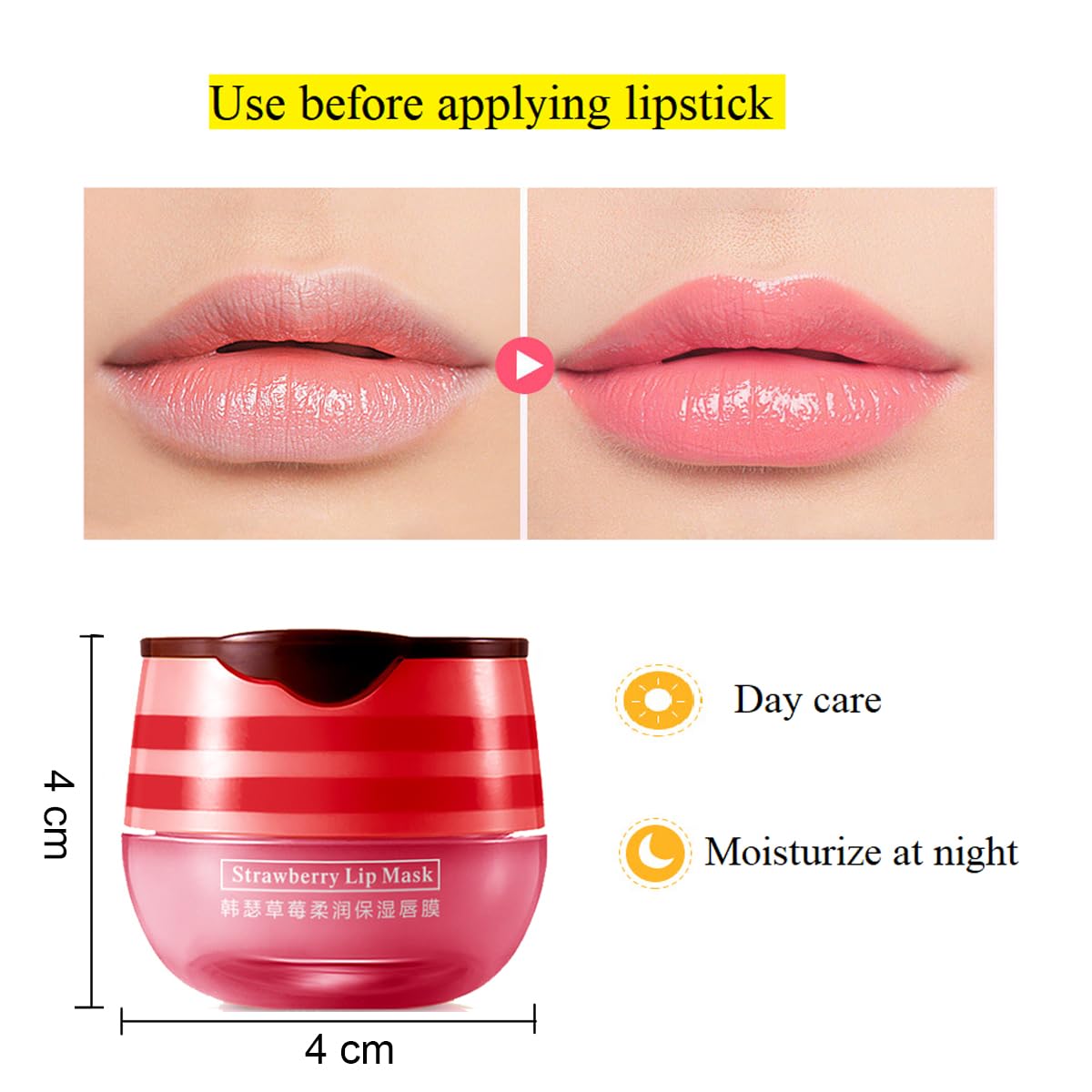 WFWJ 2 Pcs Lip Balm Honey Pot,Honey & Strawberry Lip Mask Propolis Moisturizing Lip Balm with Stick,Prevention Dry and Cracked Lip Scrubs,Exfoliator Lip Wrinkle Skin Care Products