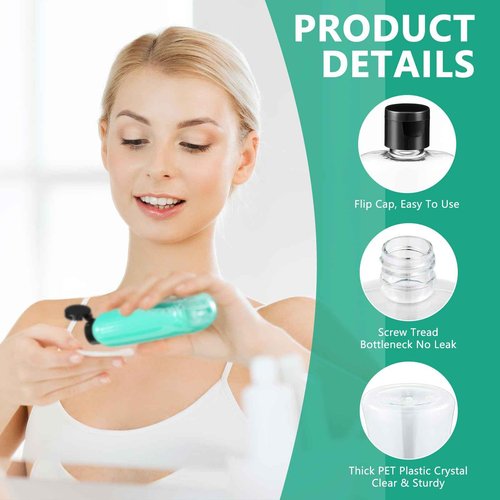 Domensi 36 Pcs 3.4 oz Travel Bottles with Flip Cap Clear Plastic Travel Size Containers Portable Leak Proof Squeeze Bottle Refillable Empty Cosmetic Containers for Liquid Shampoo Lotion