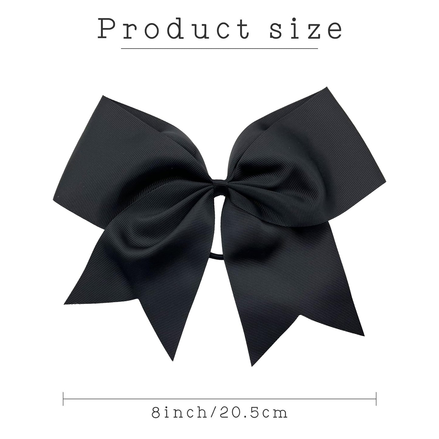 30PCS 8" Large Cheer Bows Hair Bows Ponytail Holder Handmade for Girls Teens Softball Cheerleader Sports (Black)