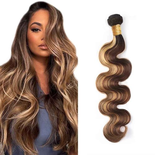 30 inch P4/27 Human Hair Bundles Ombre Body Wave Bundles Brown and Blonde Highlight Human Hair Bundle