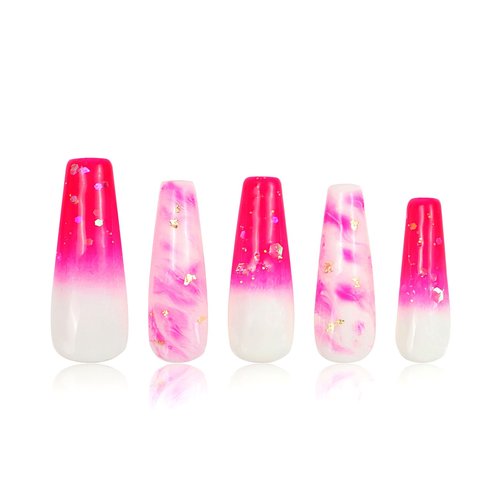 LOVFUL Press on Nails Light in Heart | Handmade with Full Covered Crystals | Reusable Fake Nails | Coffin Mid length 1.7 in | H24-M