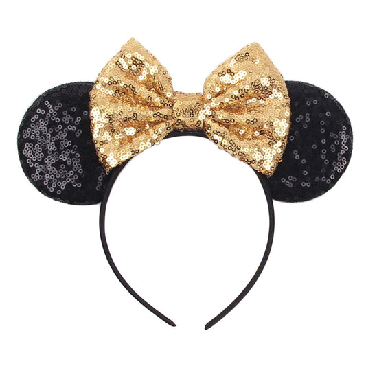 JOYFISCO Mouse Ears Headbands Shiny Bow Mouse Ears Headband Glitter Party Princess Decoration Cosplay Costume for Women Girls