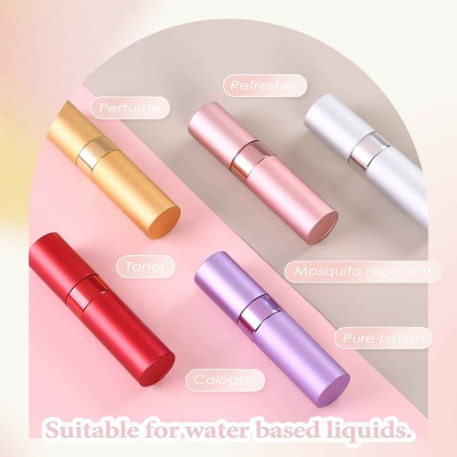 Lil Ray 8ML Perfume Travel Refillable Atomizer Spray Bottle Mini Portable Sprayer for Cologne (5 Colors)